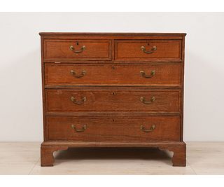 ENGLISH OAK INLAID CHEST OF DRAWERS