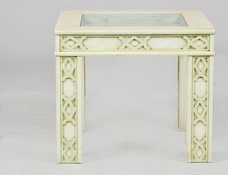 LIGHT GREEN PAINTED LOW SIDE TABLE