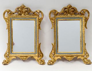 PAIR OF CARVED AND GILTWOOD SMALL MIRRORS