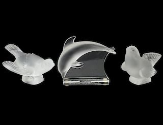 GROUP OF THREE LALIQUE CRYSTAL FIGURES