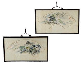 PAIR OF CHINESE FAN PAINTINGS