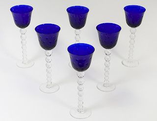 SET OF SIX ST. LOUIS CRYSTAL TOASTING GOBLETS
