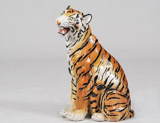 POTTERY FIGURE OF A TIGER