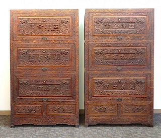 Pair Of Huanghuali Painting Cabinets