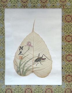 Actual Painted Leaf Of Cricket And Flower