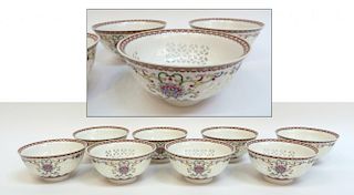 Eight Yongzheng Translucent Bowls