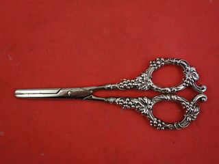 Sterling Silver Grape Shears HH with Grape Motif Stainless Blades 6 3/4" Vintage
