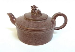 Red Glaze Teapot Qianlong Mark