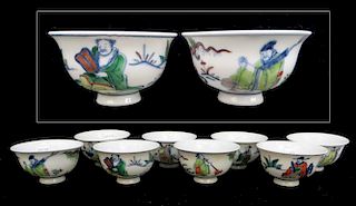 Eight Immortals Porcelain Tea Cups