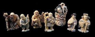 Seven  Assorted 19th C. Ivory Netsukes