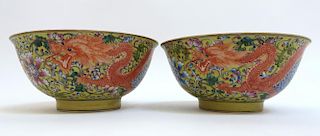 Pair Of Enamel Porcelain Bowls