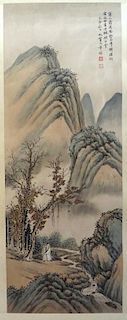 Chinese Scroll Of Landscape With Man Resting