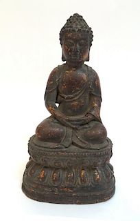 Cast Bronze Or Metal Gilt Decorated Buddha