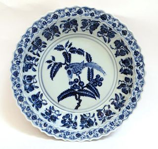Ming Dynasty Style Blue And White Shallow Bowl