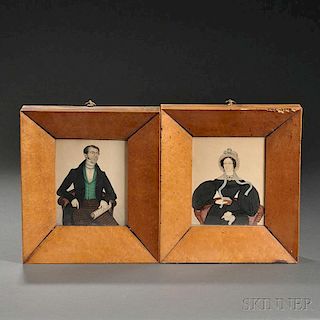English School, c. 1836-37       Two Miniature Portraits of a Man and Woman.