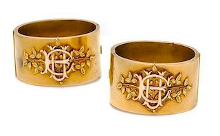 * A Pair of Victorian Yellow and Rose Gold Bracelets, Circa 1870, Tiffany & Co., Union Square, 65.80 dwts.