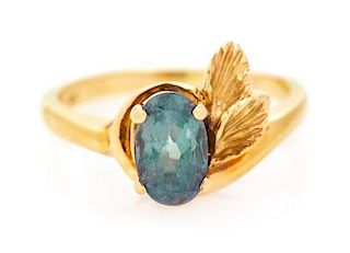 * A Bicolor Gold and Russian Alexandrite Ring, 2.30 dwts.