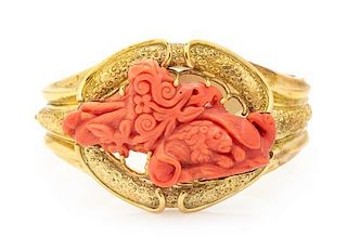 * A Yellow Gold and Coral Bracelet, 26.30 dwts.