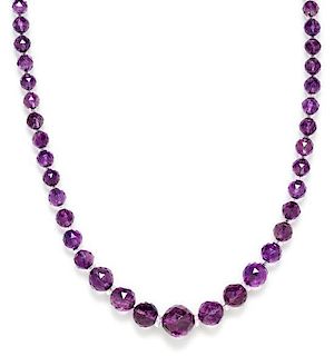 A Graduated Amethyst and Rock Crystal Bead Necklace, Circa 1900,