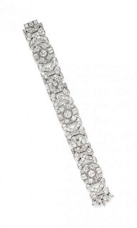 An Art Deco Platinum and Diamond Bracelet, French, 36.95 dwts.
