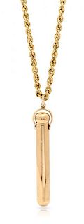 A Yellow Gold Mechanical Pencil Pendant, Tiffany & Co., 27.90 dwts.