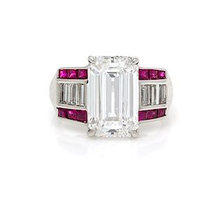A Fine Golconda-Type Diamond and Ruby Ring, 11.30 dwts.