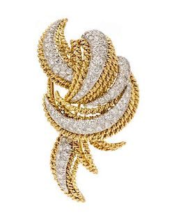* An 18 Karat Yellow Gold, Platinum and Diamond Pendant/Brooch, Circa 1960, 20.90 dwts.