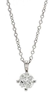 * A White Gold and Diamond Solitaire Pendant, 2.40 dwts.