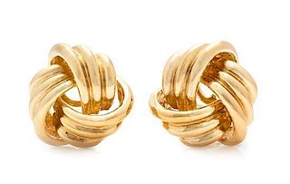 A Pair of 18 Karat Yellow Gold Earclips, Tiffany & Co., 9.80 dwts.