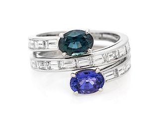 A Platinum, Sapphire, Fancy Color Sapphire and Diamond Pluie Ring, Van Cleef & Arpels, 7.80 dwts.