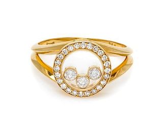 An 18 Karat Yellow Gold and Diamond Happy Diamonds Ring, Chopard, 2.90 dwts.