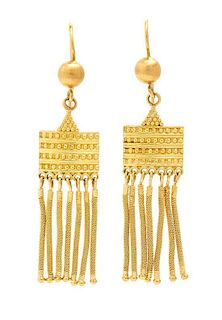 A Pair of 18 Karat Yellow Gold Tassel Earrings, Lalaounis, 10.00 dwts.
