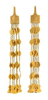 A Pair of 18 Karat Yellow Gold Helen of Troy Fringe Earrings, Lalaounis, 17.20 dwts.
