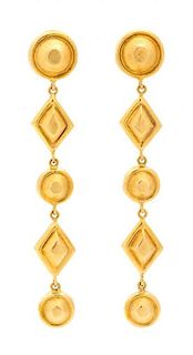 A Pair of 18 Karat Yellow Gold Pendant Earrings, Lalaounis, 3.70 dwts.