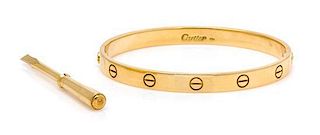 An 18 Karat Yellow Gold Love Bracelet, Cartier, 20.50 dwts.