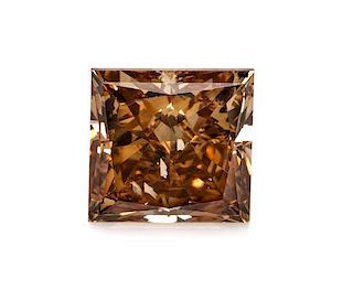 A 2.03 Carat Princess Cut Fancy Dark Orangy Brown Diamond,