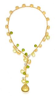 An 18 Karat Bicolor Gold, Peridot, Citrine and Diamond Necklace, Marco Bicego, 27.40 dwts.
