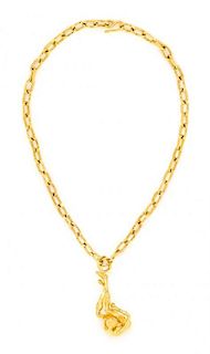 A 22 Karat Yellow Gold Figural Pendant and Chain, Jean Mahie, 44.40 dwts.