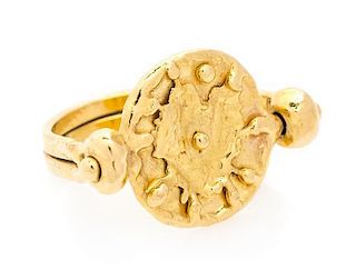 A 22 Karat Yellow Gold Articulated Ring, Jean Mahie, 7.90 dwts.