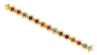 An 18 Karat Yellow Gold and Multigem Bracelet, Paloma Picasso for Tiffany & Co., 33.10 dwts.