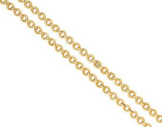 An 18 Karat Yellow Gold, Platinum and Diamond Longchain, Paloma Picasso for Tiffany & Co., 49.50 dwts.