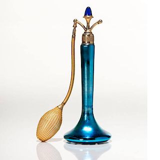 Steuben Blue Aurene Perfume Atomizer 