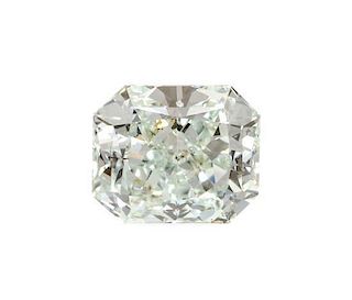 A 1.00 Carat Radiant Cut Fancy Light Bluish Green Diamond,