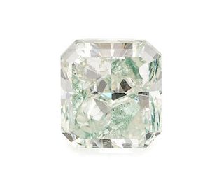 A 2.44 Carat Octagonal Mixed Cut Fancy Green Diamond,