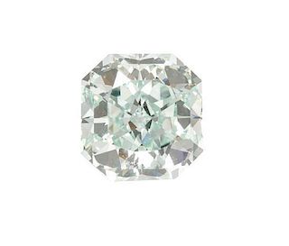 A 0.91 Carat Radiant Cut Fancy Intense Blue-Green Diamond,