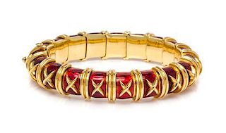 An 18 Karat Yellow Gold and Paillone Enamel Bracelet, Schlumberger for Tiffany & Co., 64.40 dwts.