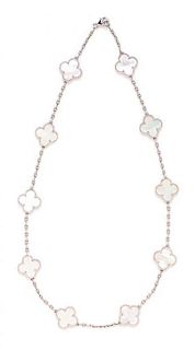 An 18 Karat White Gold and Mother-of-Pearl Alhambra Necklace, Van Cleef & Arpels, 15.55 dwts.