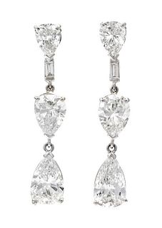 A Pair of Platinum and Diamond Pendant Earclips, 5.10 dwts.