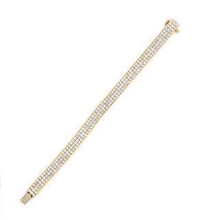 A Yellow Gold and Diamond Line Bracelet, 31.00 dwts.