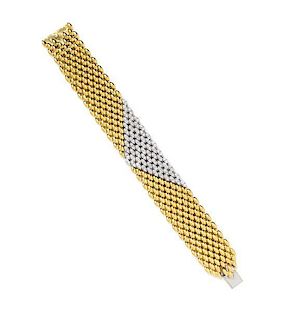 * An 18 Karat Bicolor Gold and Diamond Bracelet, Italy, 51.30 dwts.